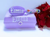 Personalized accessory case with matching hair brush