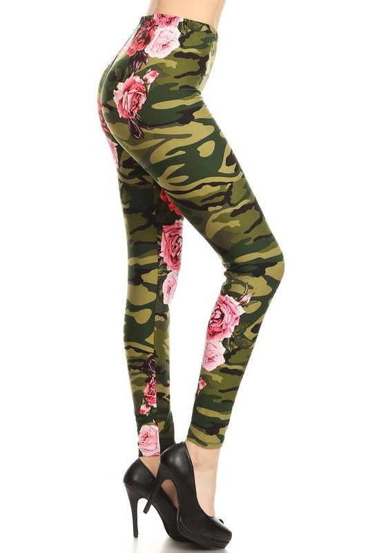 Women's Green Camouflage Leggings - Little N Kute Boutique