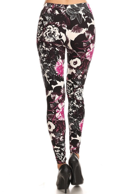 Women's Floral Leggings One Size - Little N Kute Boutique