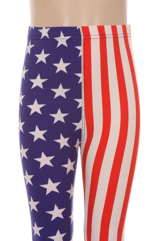 Girls 4th of July American Flag Leggings Pants / - Little N Kute Boutique