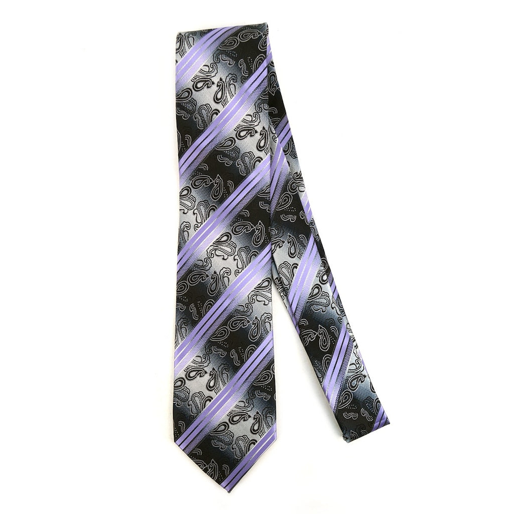 Men's Stripes Necktie Microfiber Poly Woven Tie - - Little N Kute Boutique