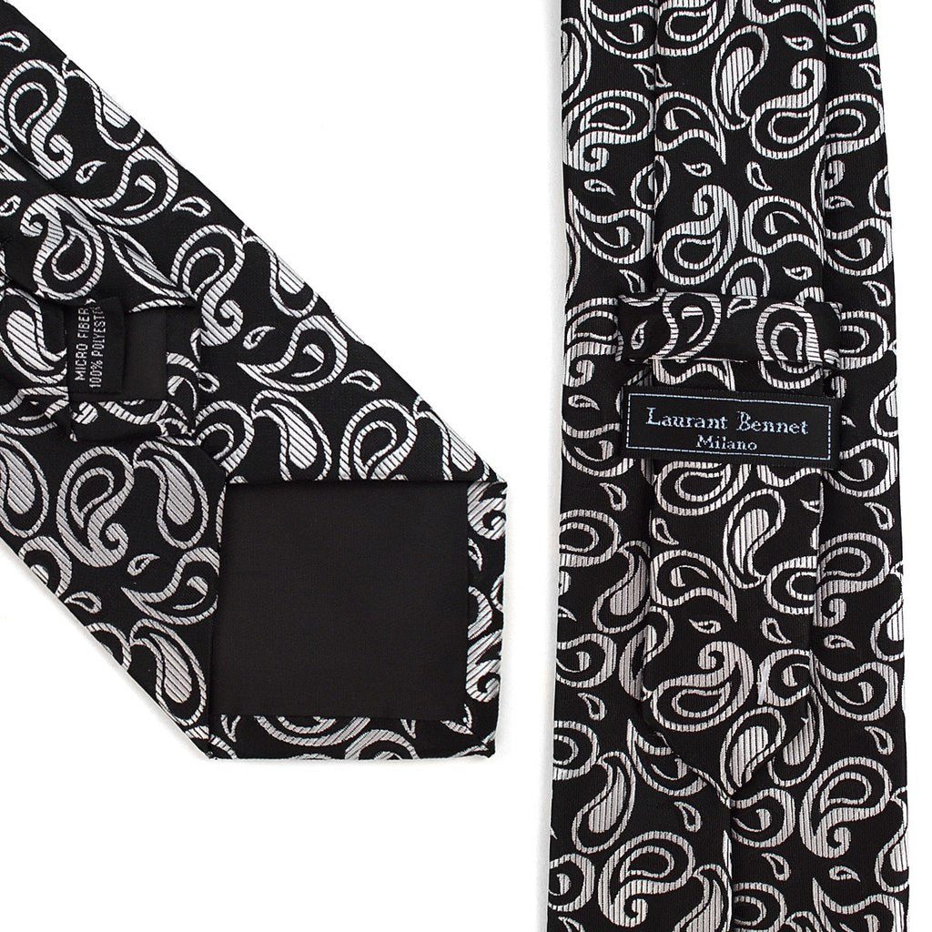 Men's Paisley Tie & Matching Pocket Round Handkerchief /Hanky Set - Little N Kute Boutique