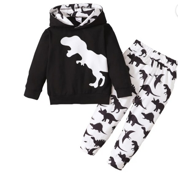Toddler Boy Dinosaur Hoodies Sweatshirt and pants Set