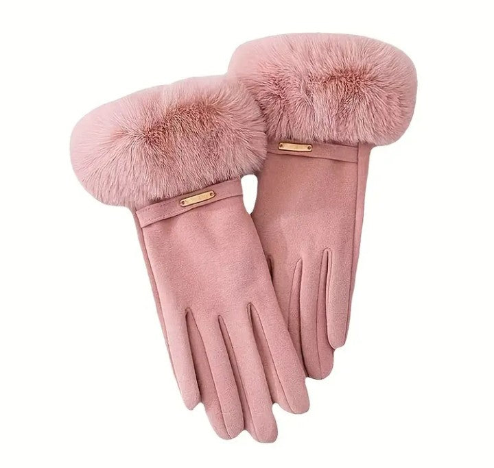 Lady Mittens Furry Winter Full Finger Warm Touching Screen Keep Warm Outdoor Thermal Gloves Furry Gloves