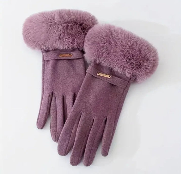 Lady Mittens Furry Winter Full Finger Warm Touching Screen Keep Warm Outdoor Thermal Gloves Furry Gloves