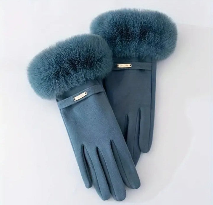 Lady Mittens Furry Winter Full Finger Warm Touching Screen Keep Warm Outdoor Thermal Gloves Furry Gloves