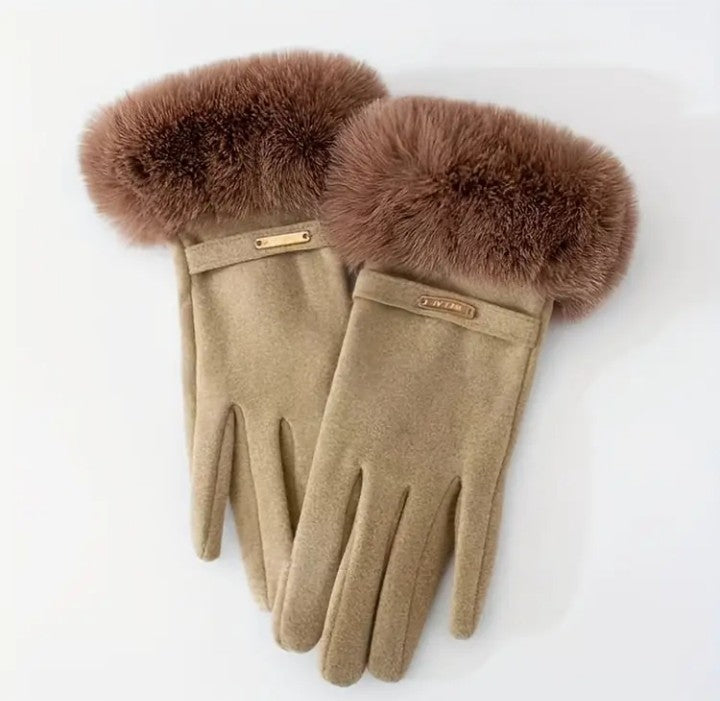 Lady Mittens Furry Winter Full Finger Warm Touching Screen Keep Warm Outdoor Thermal Gloves Furry Gloves