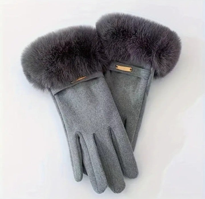 Lady Mittens Furry Winter Full Finger Warm Touching Screen Keep Warm Outdoor Thermal Gloves Furry Gloves