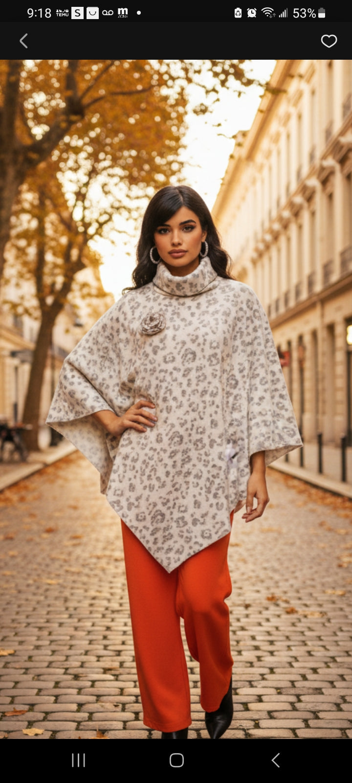 Women's Pullover Turtleneck Poncho