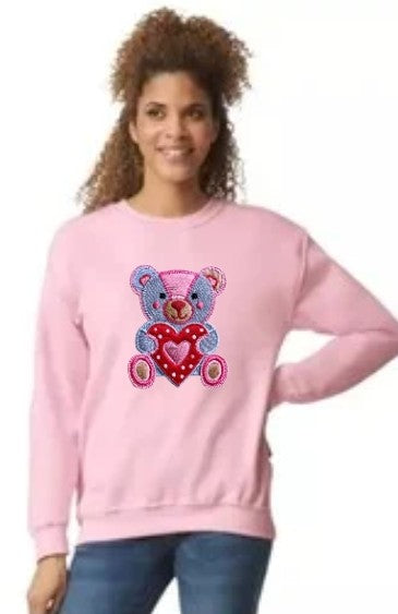 Patchwork Heart Bear Sweatshirt