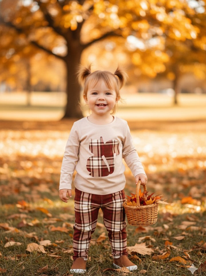 Girls 2pcs Plaid Leggings Set