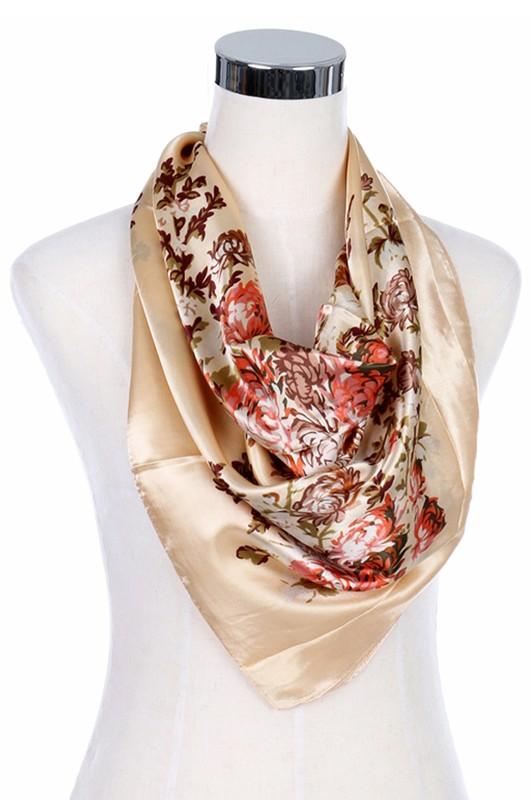 Silk Scarf Women's Fashion Pattern Large Squar Polyester Headscarf - Little N Kute Boutique