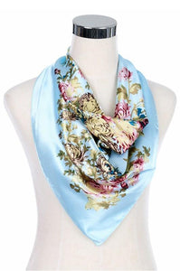Silk Scarf Women's Fashion Pattern Large Squar Polyester Headscarf - Little N Kute Boutique