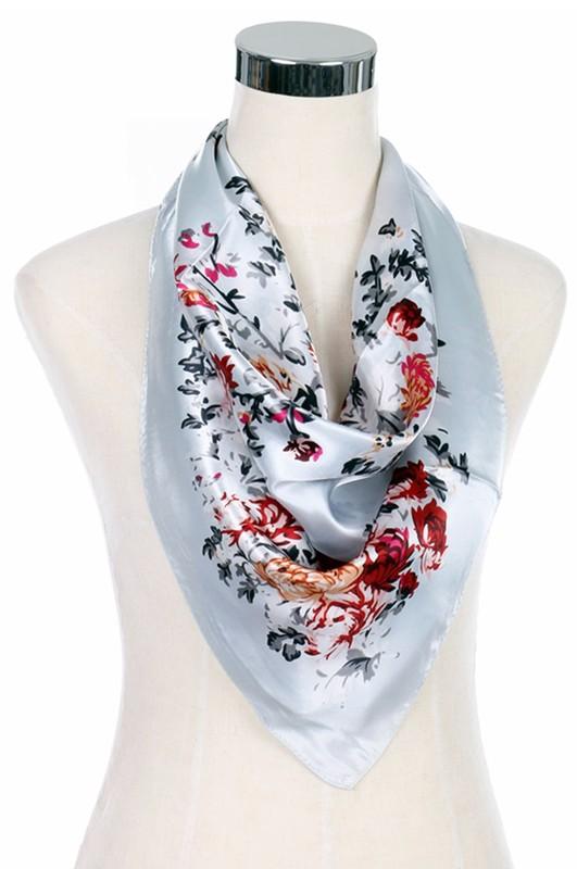 Silk Scarf Women's Fashion Pattern Large Squar Polyester Headscarf - Little N Kute Boutique