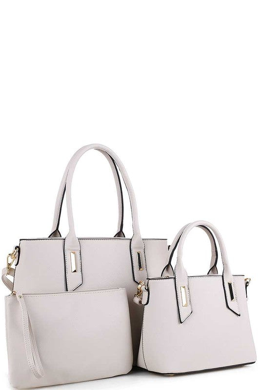 3-in 1 Trendy designer satchel set with long strap - Little N Kute Boutique