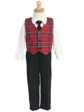 Boys Vest and Knickers Red Tartan Vest and Knickers Hoilday Set Lito C564 - Little N Kute Boutique