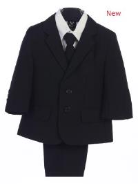 Boys Black  Suits 5 pc Jacket  Suit By Lito 3582 - Little N Kute Boutique