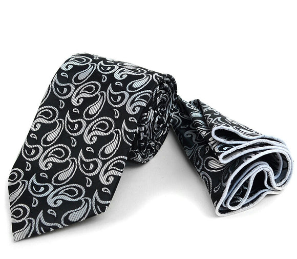Men's Paisley Tie & Matching Pocket Round  Handkerchief /Hanky Set - Little N Kute Boutique