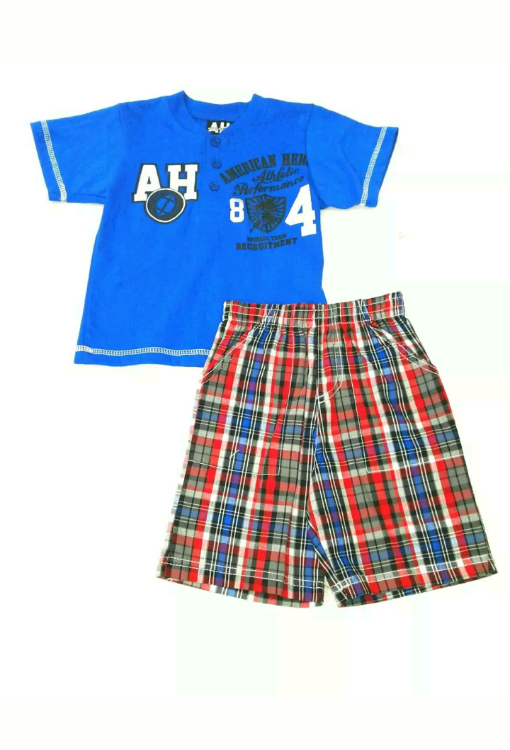 Boys Plaid Shorts Set - Little N Kute Boutique