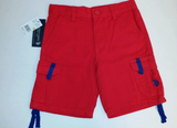 U.S. Polo Assn. Red Blue Cargo Shorts Boy's size 3T Adjustable Waist - Little N Kute Boutique