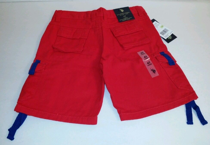 U.S. Polo Assn. Red Blue Cargo Shorts Boy's size 3T Adjustable Waist - Little N Kute Boutique