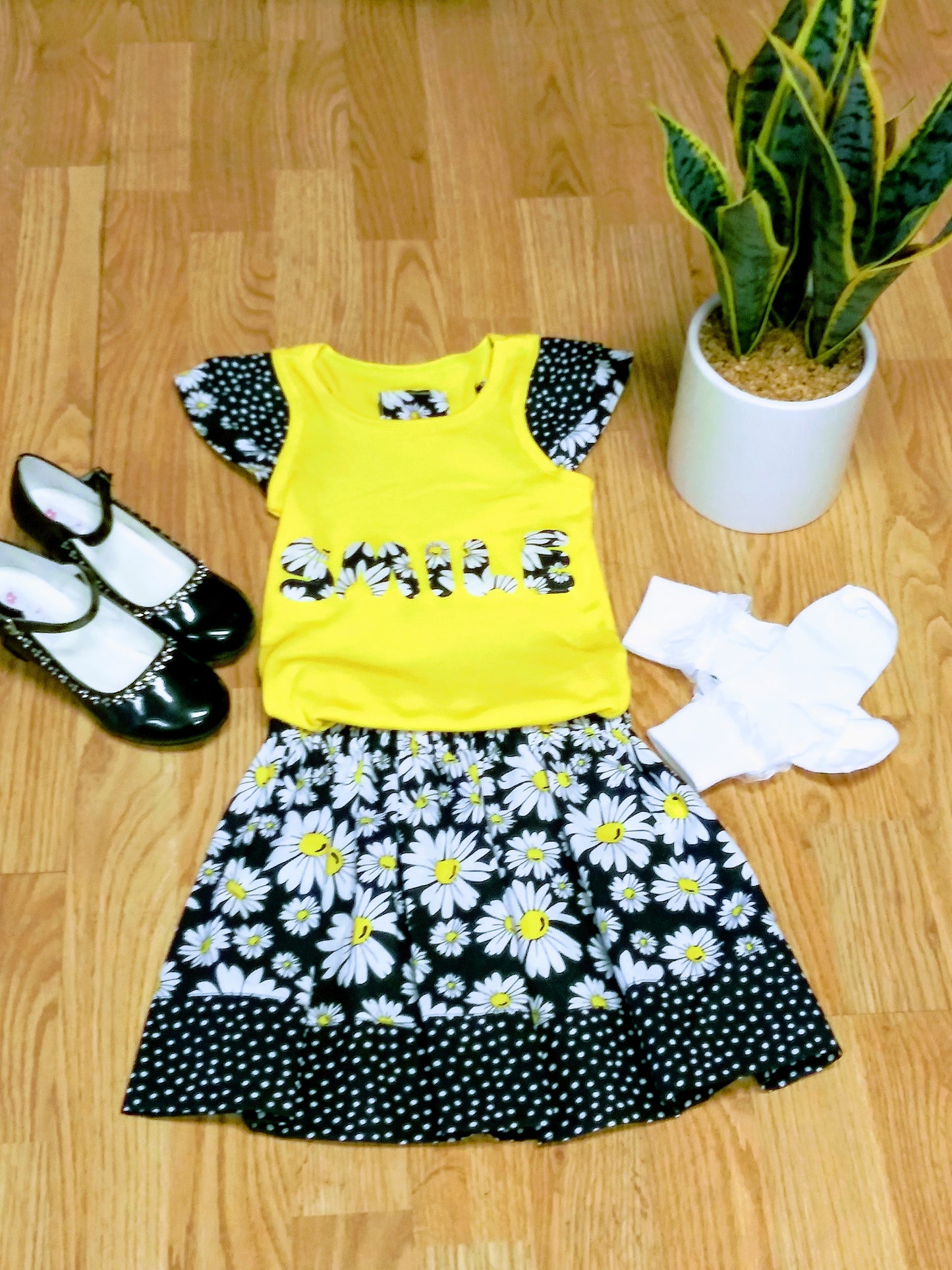 Daisy Girl's 2-piece Skirt  Set Outfit - Little N Kute Boutique