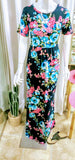 Women's Maxi Dresses Navy - Navy & Teal Floral Racerback Maxi Dress - Women - Little N Kute Boutique