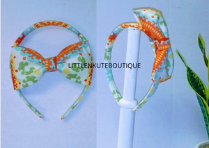Interchangeable Fabric over Plastic Headband w/ Matching Bow - Little N Kute Boutique