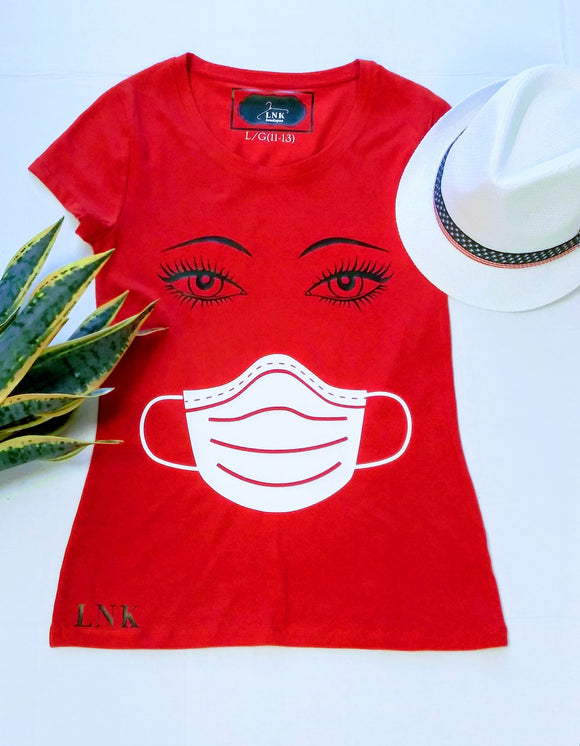 Eyelashes With Face Mask Women's Funny T-shirt