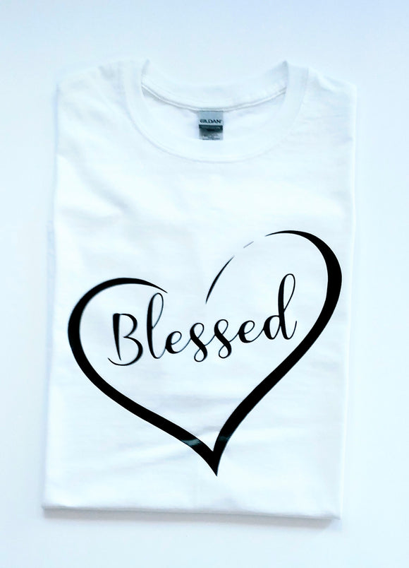 Blessed w/ Heart Christian T-shirt For Women's