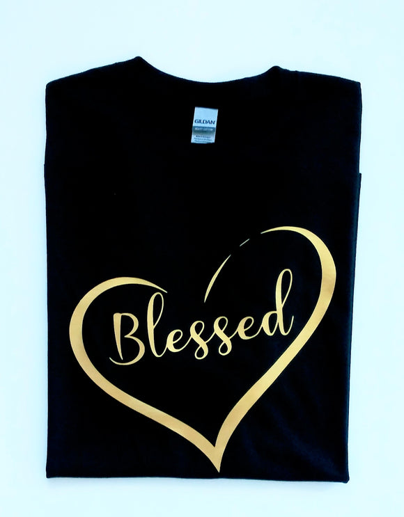 Blessed w/ Heart Christian T-shirt For Women's