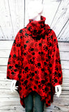 Red Black Women's Fashion Fleece Shawl Poncho