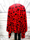 Red Black Women's Fashion Fleece Shawl Poncho