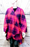 Purple Pink Women's Fleece Blanket Shawl Poncho