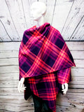 Purple Pink Women's Fleece Blanket Shawl Poncho