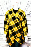 Plaid Fleece Wrap Open Front Poncho Cape Shawl with Matching Scarf