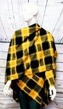 Plaid Fleece Wrap Open Front Poncho Cape Shawl with Matching Scarf