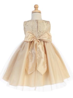 Silver Corded Tulle Bodice w/ Shiny Tulle Holiday / Christmas Girls' Dress - Little N Kute Boutique