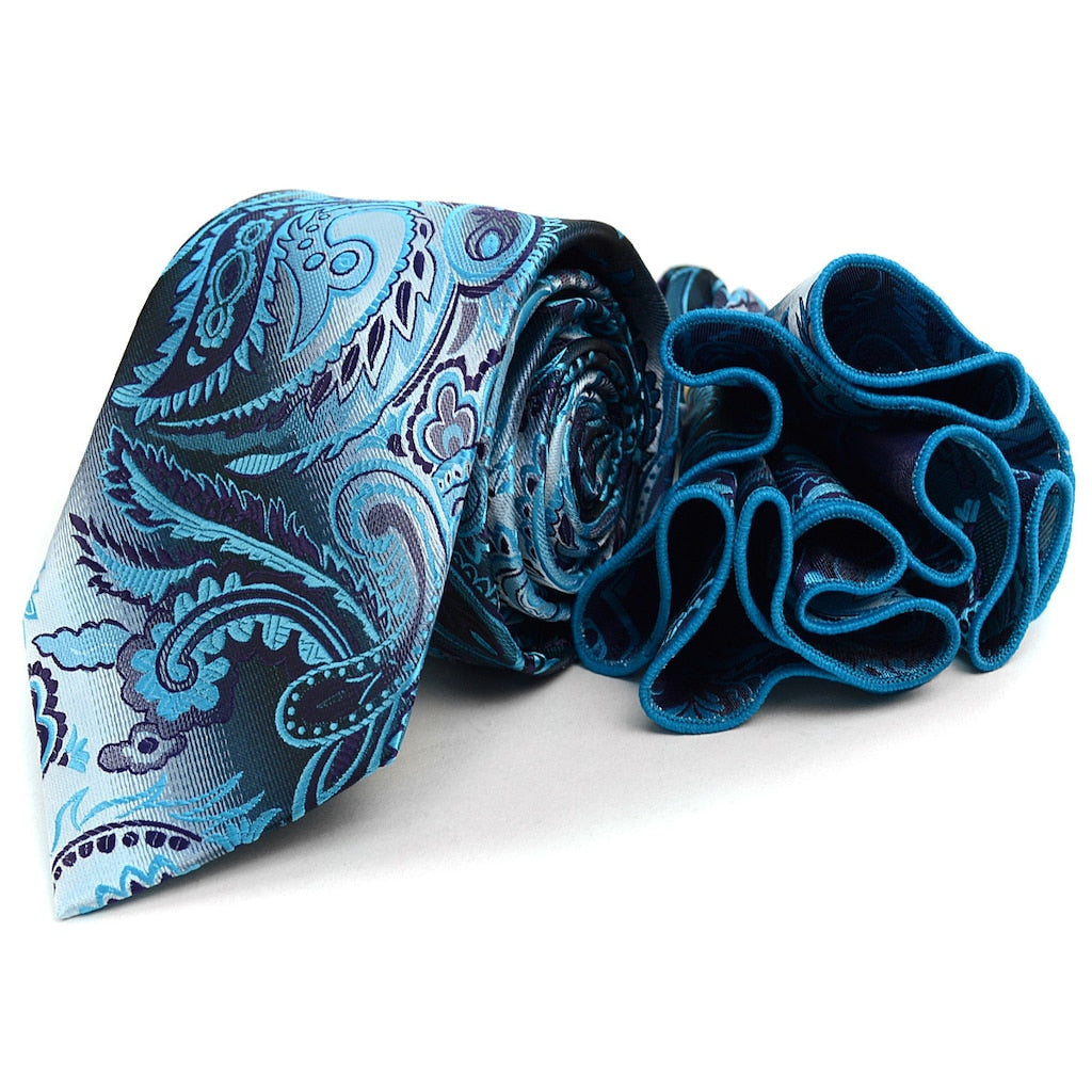 Men's Paisley Tie & Matching Pocket Round Set - Little N Kute Boutique