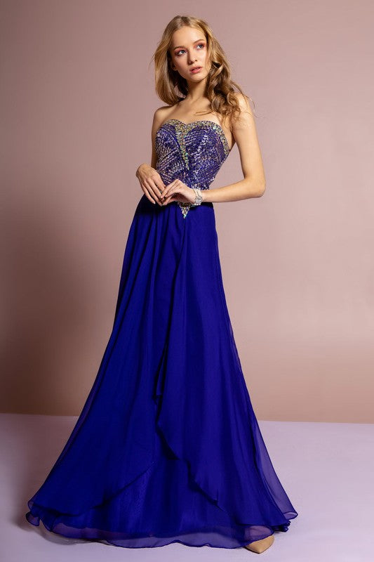 Strapless long  prom dress - Little N Kute Boutique