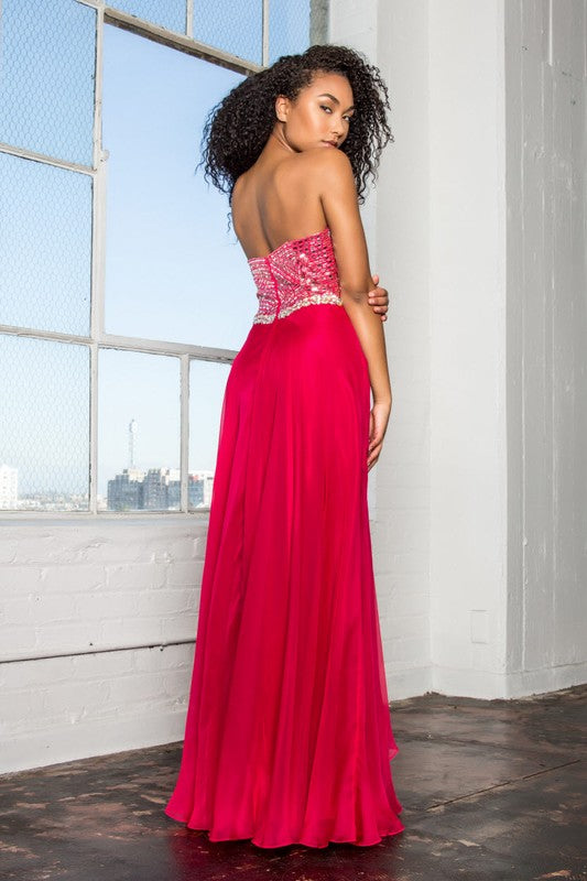 Strapless long  prom dress - Little N Kute Boutique