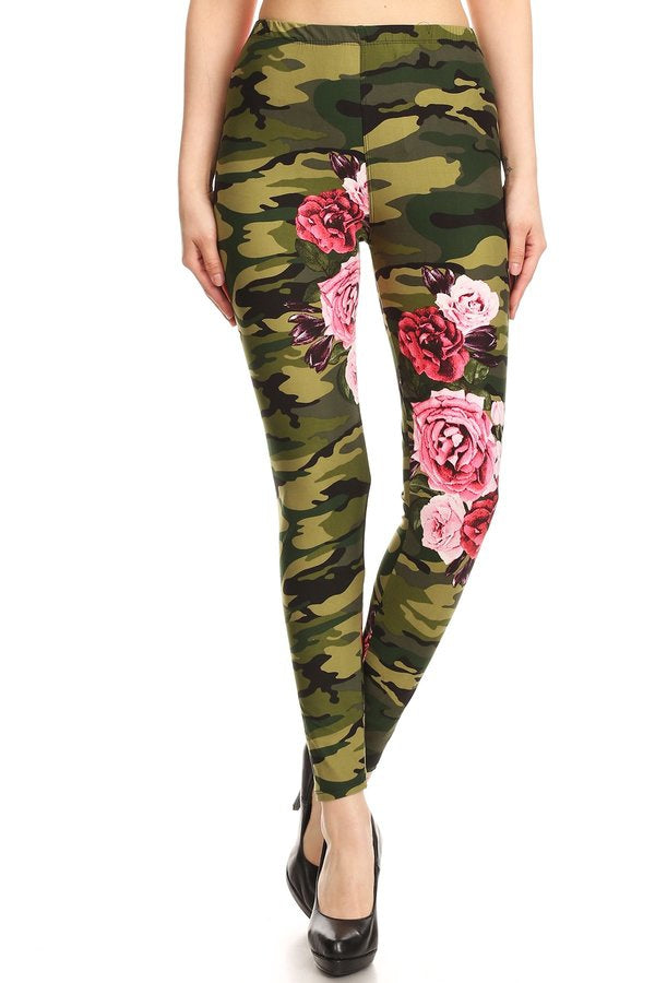 Women's  Green Camouflage Leggings - Little N Kute Boutique