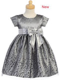 BIG GIRLS SILVER POLKA DOT TULLE SHINY SATIN BOW CHRISTMAS DRESS 2T -10 - Little N Kute Boutique