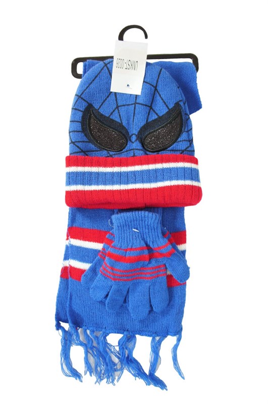 Kids Winter Boys Girls Spider Hat + Scarf + Gloves 3pcs Set - Little N Kute Boutique