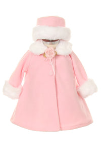 Fleece Faux Fur Collar Stylish Coat Baby Girl 6-24M - Little N Kute Boutique