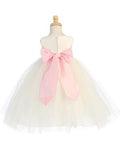 Blossom Pink Poly Silk Bodice & Tulle Skirt Dress w/ Detachable Flower & Sash - Little N Kute Boutique
