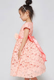Girls Coral Floral lace Dress - Little N Kute Boutique