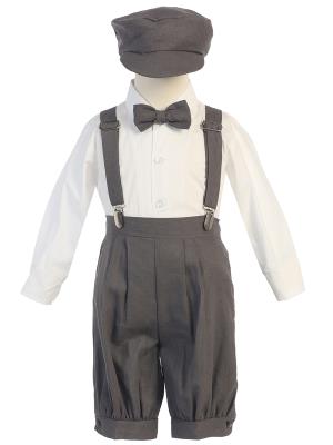 Charcoal Suspender Knickers w/ Hat - Little N Kute Boutique