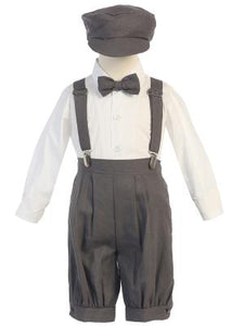 Charcoal Suspender Knickers w/ Hat - Little N Kute Boutique