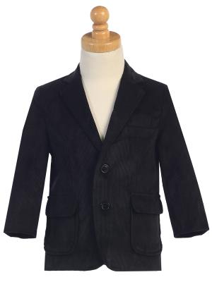 BIG BOYS BLACK TWO BUTTON CORDUROY EASTER BLAZER LITO 605 - Little N Kute Boutique